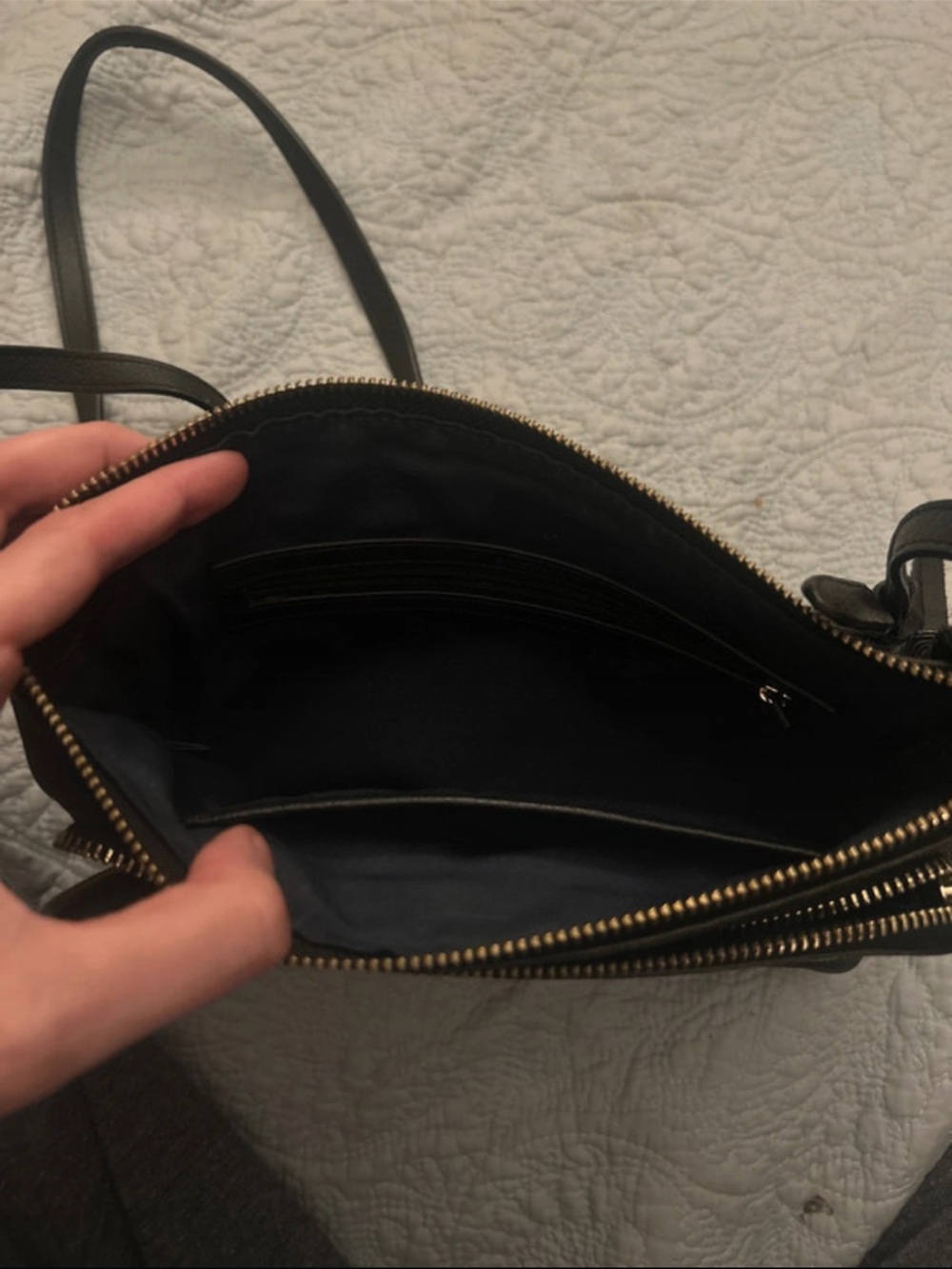 Cole Haan Navy Leather Crossbody with Tassel Accent - Picture 5 of 8